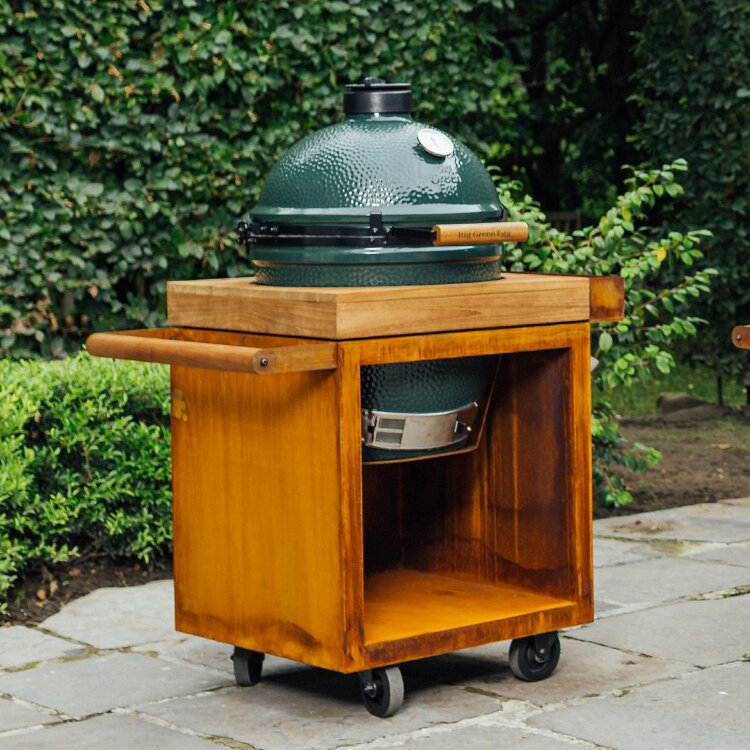Стол OFYR Pro из кортена и тикового дерева для Kamado и BGE Стол OFYR Pro из кортена и тикового дерева для Kamado и BGE